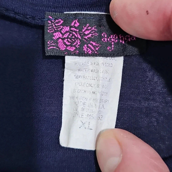 Agenda Womens XL Navy Blue Rhinestone Floral Cheetah Print Dolman Top Blouse Y2K - Picture 5 of 7